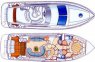 Схема верхней и нижней палубы яхты Азимут 46 - Yachts.ua 